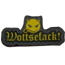 3D Rubber Patch:"Wottsefack!" yellow